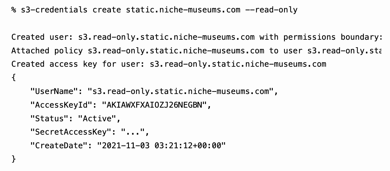 Visit s3-credentials: a tool for creating credentials for S3 buckets