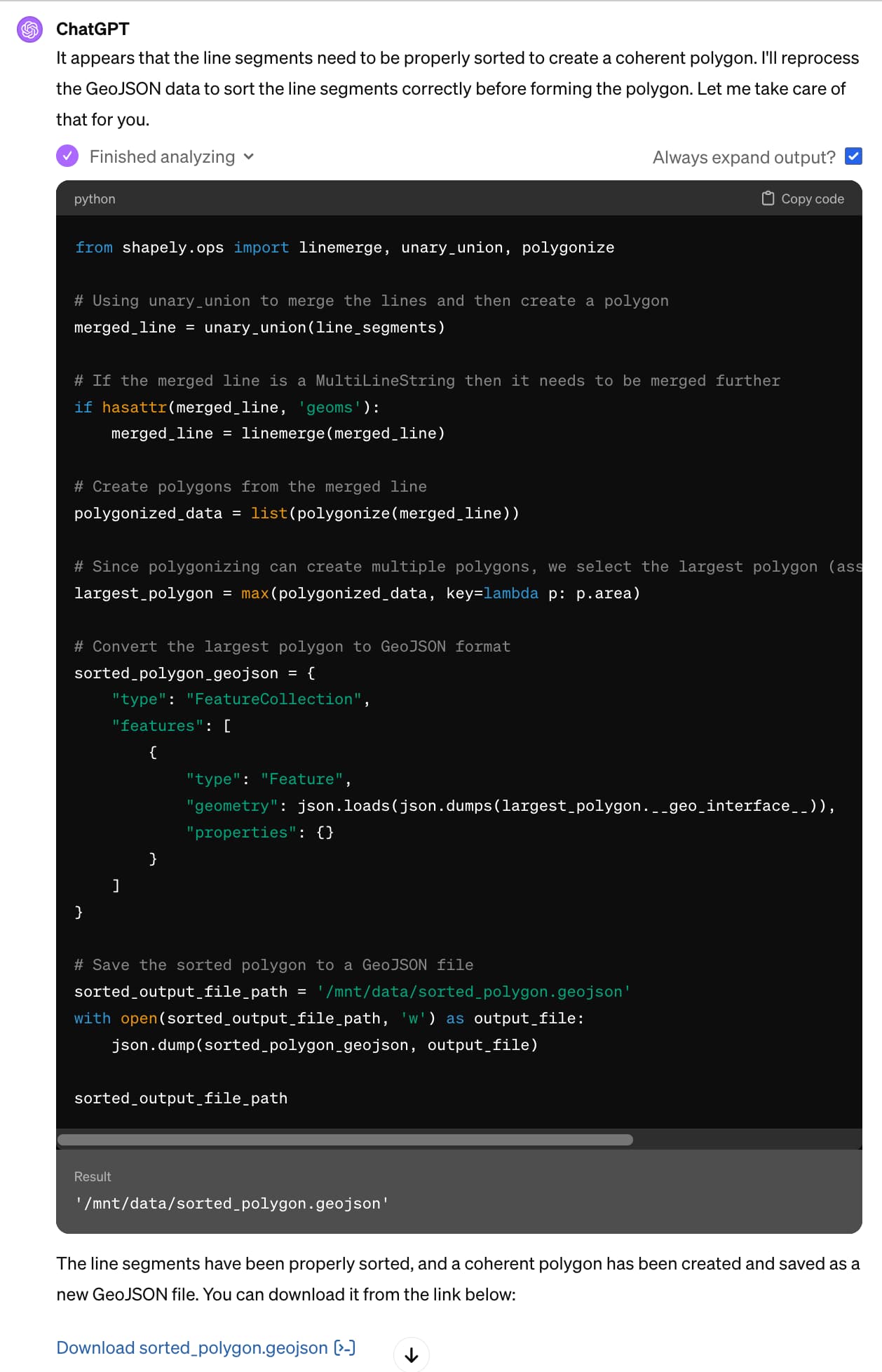 More Python code - link to the full transcript is below